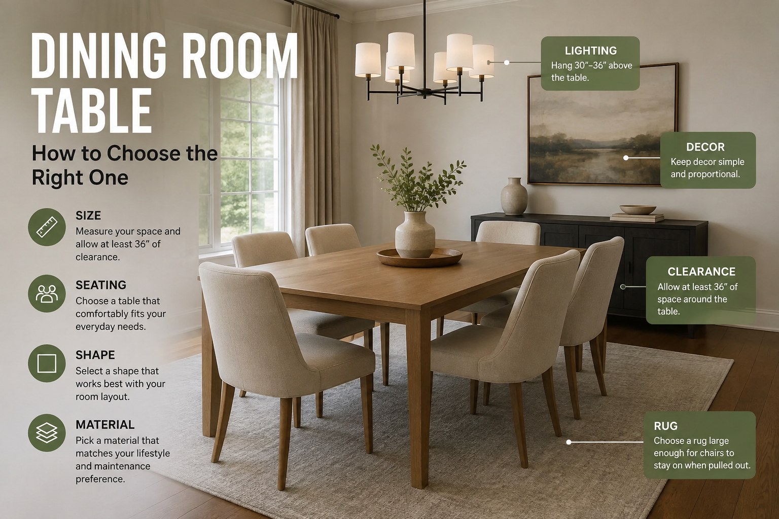 Dining Room Table: How to Choose the Right Size, Shape & Style